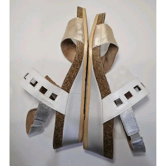 Naot Womens Dynasty Sandals EU 41 US 10 Rose Gold White Leather Wedge - Picture 5 of 10